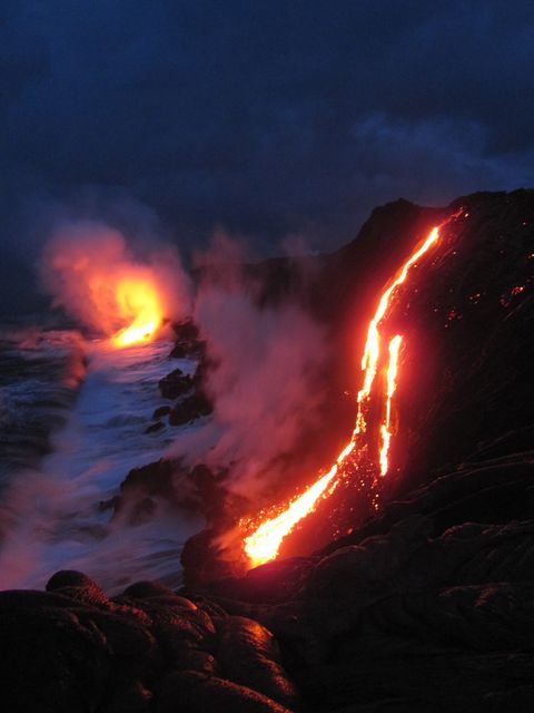 Kilauea lava entering the ocean