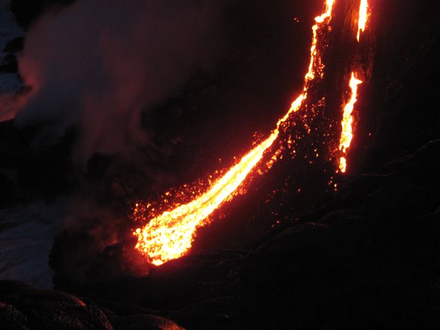Kilauea lava entering the ocean