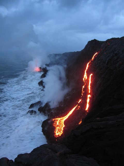 Kilauea lava entering the ocean