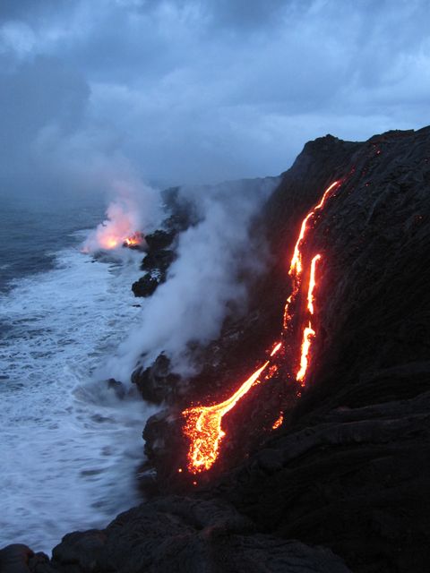 Kilauea lava entering the ocean