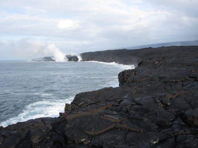 Kilauea ocean entry from a distance